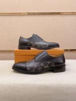 LV Black calfskin Leather Shoes-LV Man Business Leather Shoes